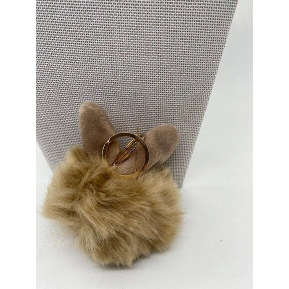 Tortilla Brown Bunny Ears‎ Fur Ball Keychain Charm With Plush Key Holder - Picture 3 of 6